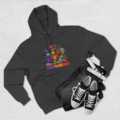 Fleece Hoodie: "Happy HalloThankMas"