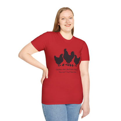 Unisex T-Shirt 'Chickens are like Potato Chips' Funny Shirt Chicken Lover Tee Black