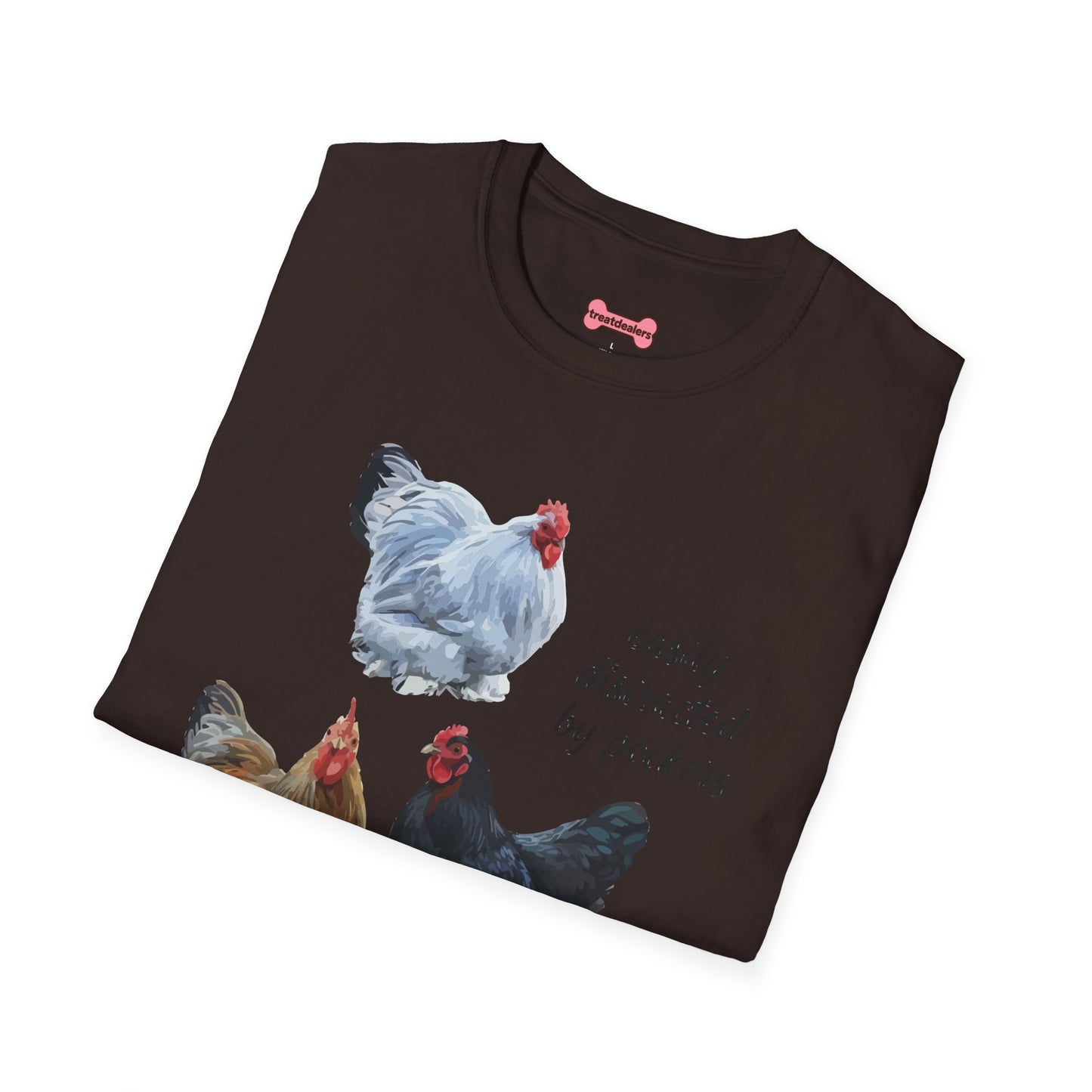 T-Shirt 'Easily Distracted By Peckers' Funny Shirt Chicken Lover Tee