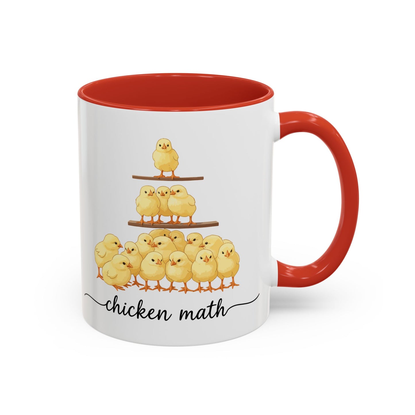Funny Chicken Lover Coffee Mug — "Chicken Math" Accent Mug (11/15oz)