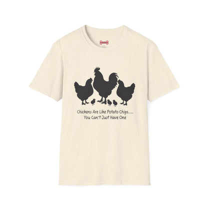 Unisex T-Shirt 'Chickens are like Potato Chips' Funny Shirt Chicken Lover Tee Black