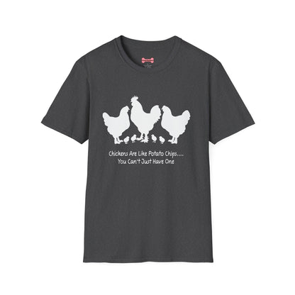 Unisex T-Shirt 'Chickens are like Potato Chips' Funny Shirt Chicken Lover Tee White