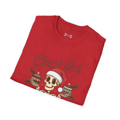 Christmas Unisex T-Shirt 'Check out my balls' Funny Holiday Shirt