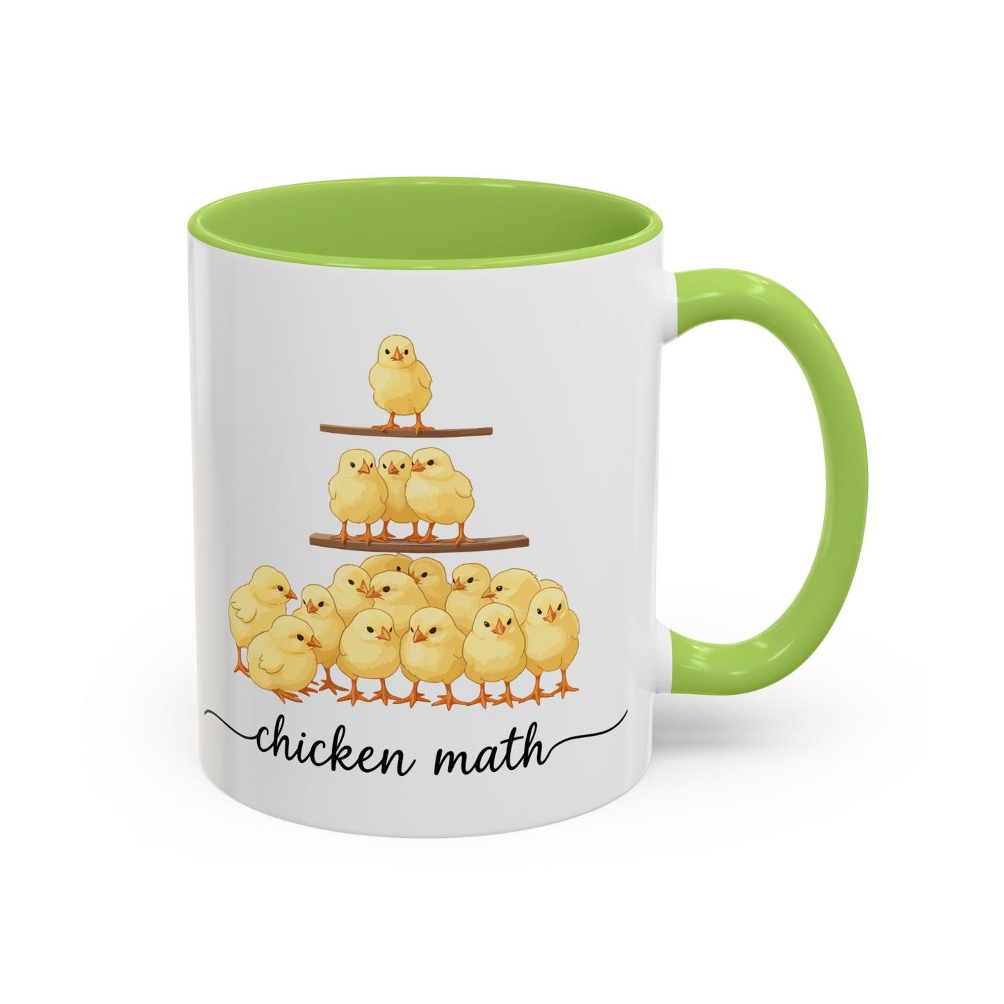 Funny Chicken Lover Coffee Mug — "Chicken Math" Accent Mug (11/15oz)