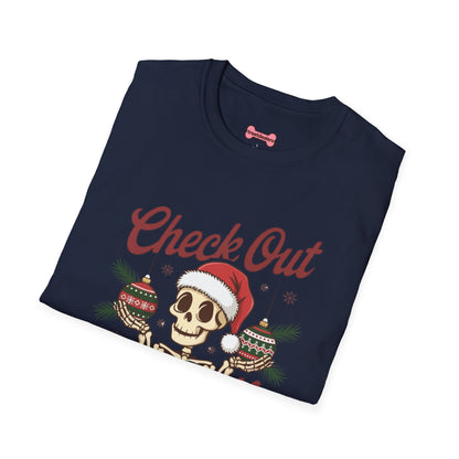 Christmas Unisex T-Shirt 'Check out my balls' Funny Holiday Shirt