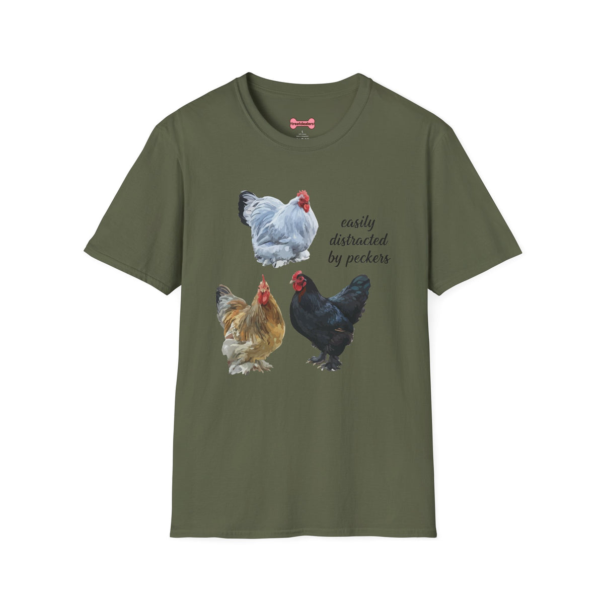 T-Shirt 'Easily Distracted By Peckers' Funny Shirt Chicken Lover Tee