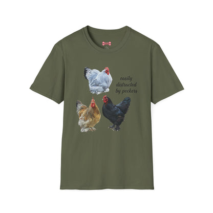 T-Shirt 'Easily Distracted By Peckers' Funny Shirt Chicken Lover Tee
