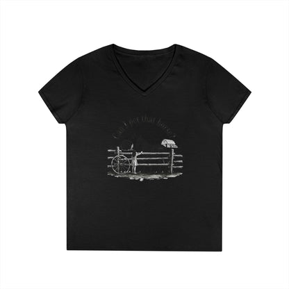 V-Neck T-Shirt Horse Lover 'Can I Pet That Horse?'