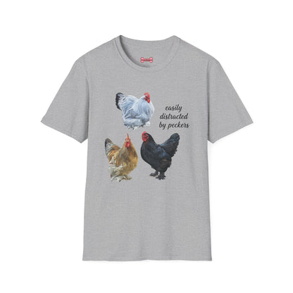T-Shirt 'Easily Distracted By Peckers' Funny Shirt Chicken Lover Tee