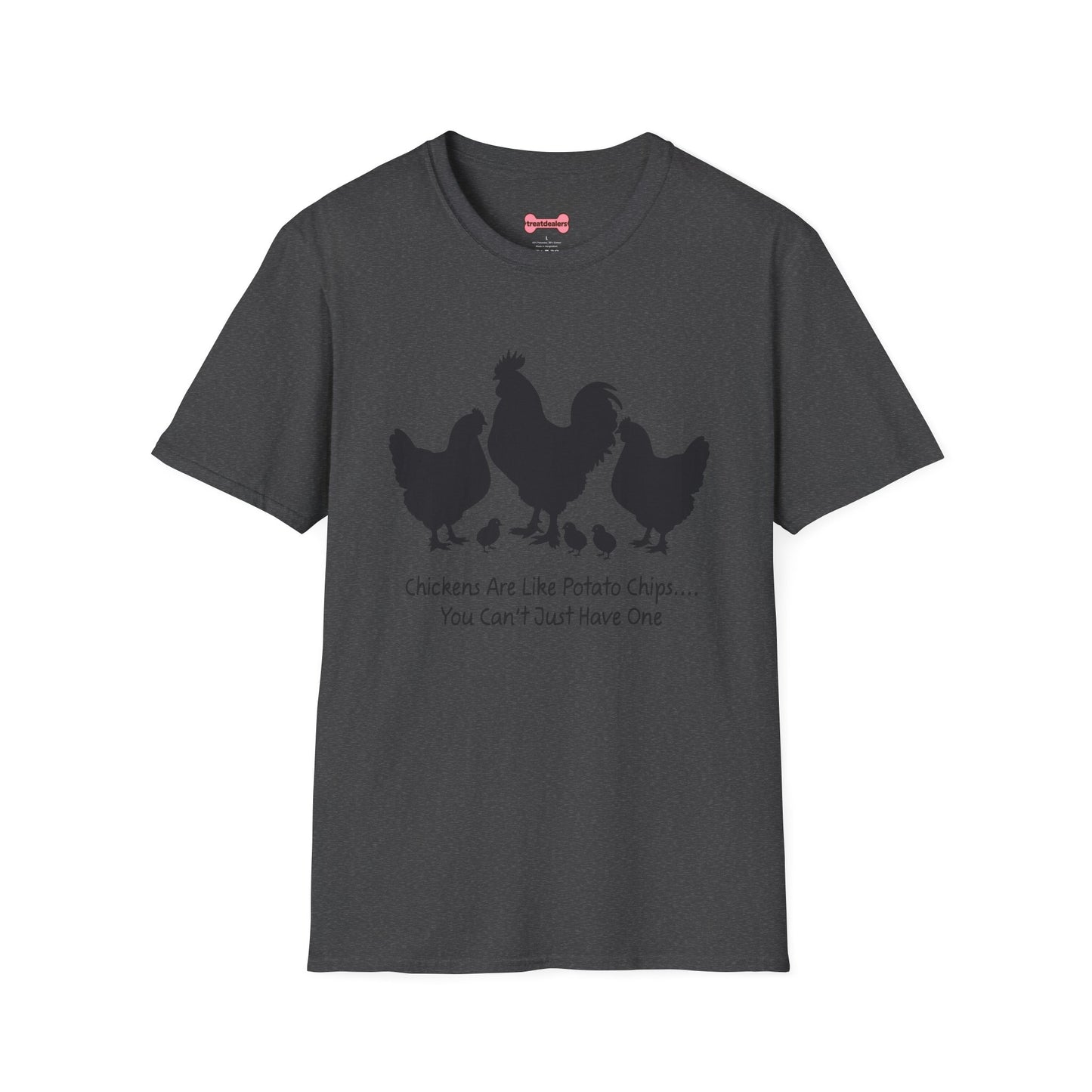 Unisex T-Shirt 'Chickens are like Potato Chips' Funny Shirt Chicken Lover Tee Black