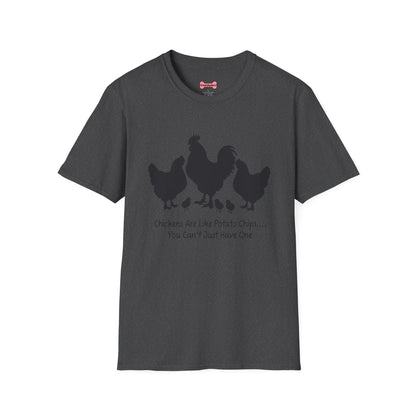 Unisex T-Shirt 'Chickens are like Potato Chips' Funny Shirt Chicken Lover Tee Black