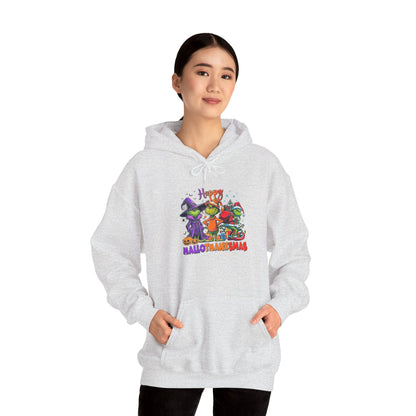 Fleece Hoodie: "Happy HalloThankMas"