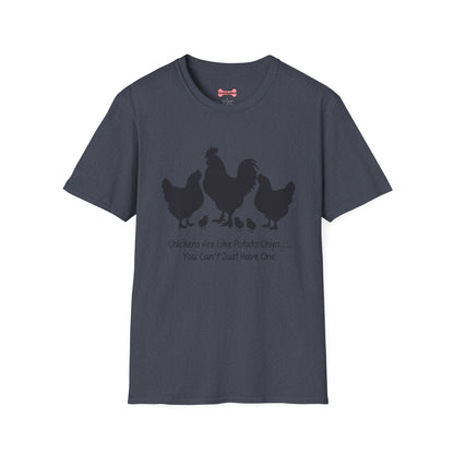 Unisex T-Shirt 'Chickens are like Potato Chips' Funny Shirt Chicken Lover Tee Black