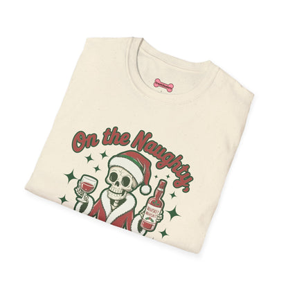 Christmas Unisex T-Shirt 'On the Naughty List and Loving It' Funny Holiday Shirt