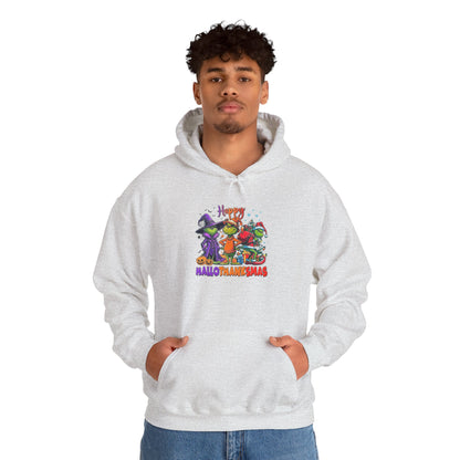Fleece Hoodie: "Happy HalloThankMas"