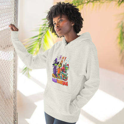 Fleece Hoodie: "Happy HalloThankMas"