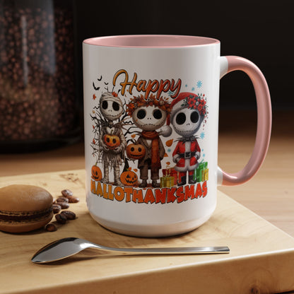 Coffee/Tea Mug 2: "Happy Hallothanksmas" (11oz/15oz)