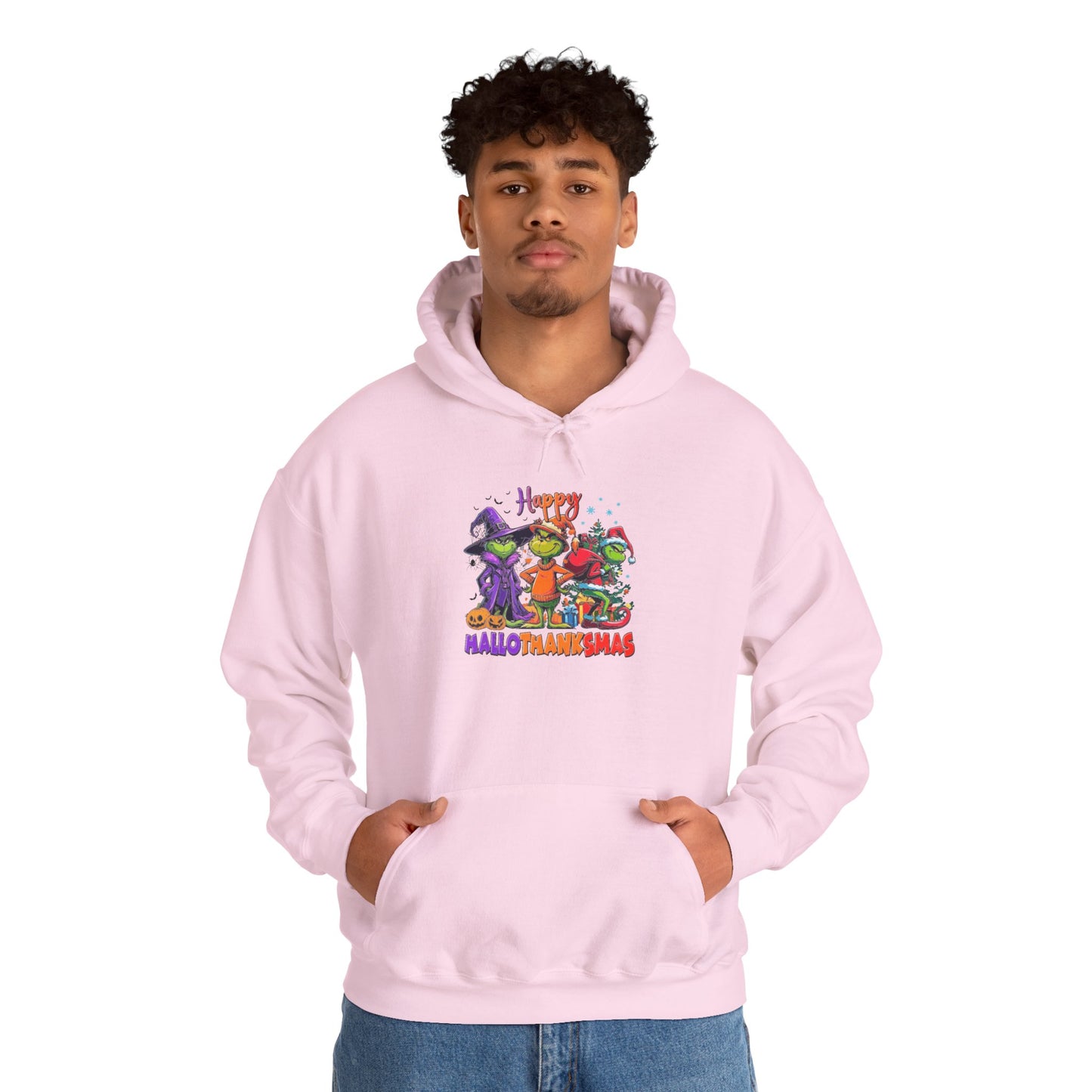 Fleece Hoodie: "Happy HalloThankMas"