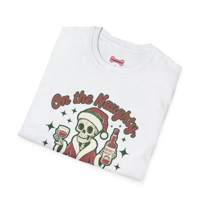 Christmas Unisex T-Shirt 'On the Naughty List and Loving It' Funny Holiday Shirt