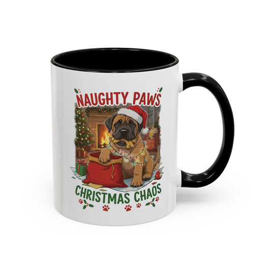 Coffee Mug "Naughty Pawn Christmas Chaos" Dog Lover Mastiff (11/15oz)