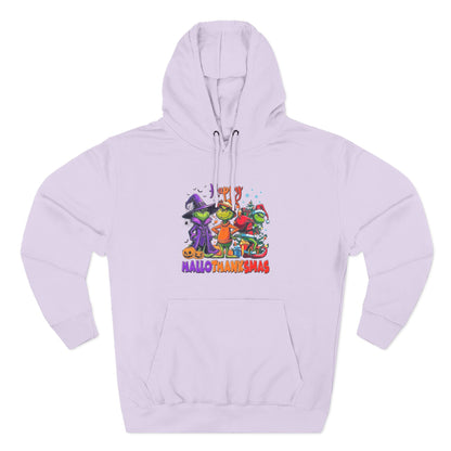 Fleece Hoodie: "Happy HalloThankMas"
