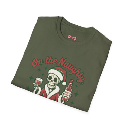 Christmas Unisex T-Shirt 'On the Naughty List and Loving It' Funny Holiday Shirt
