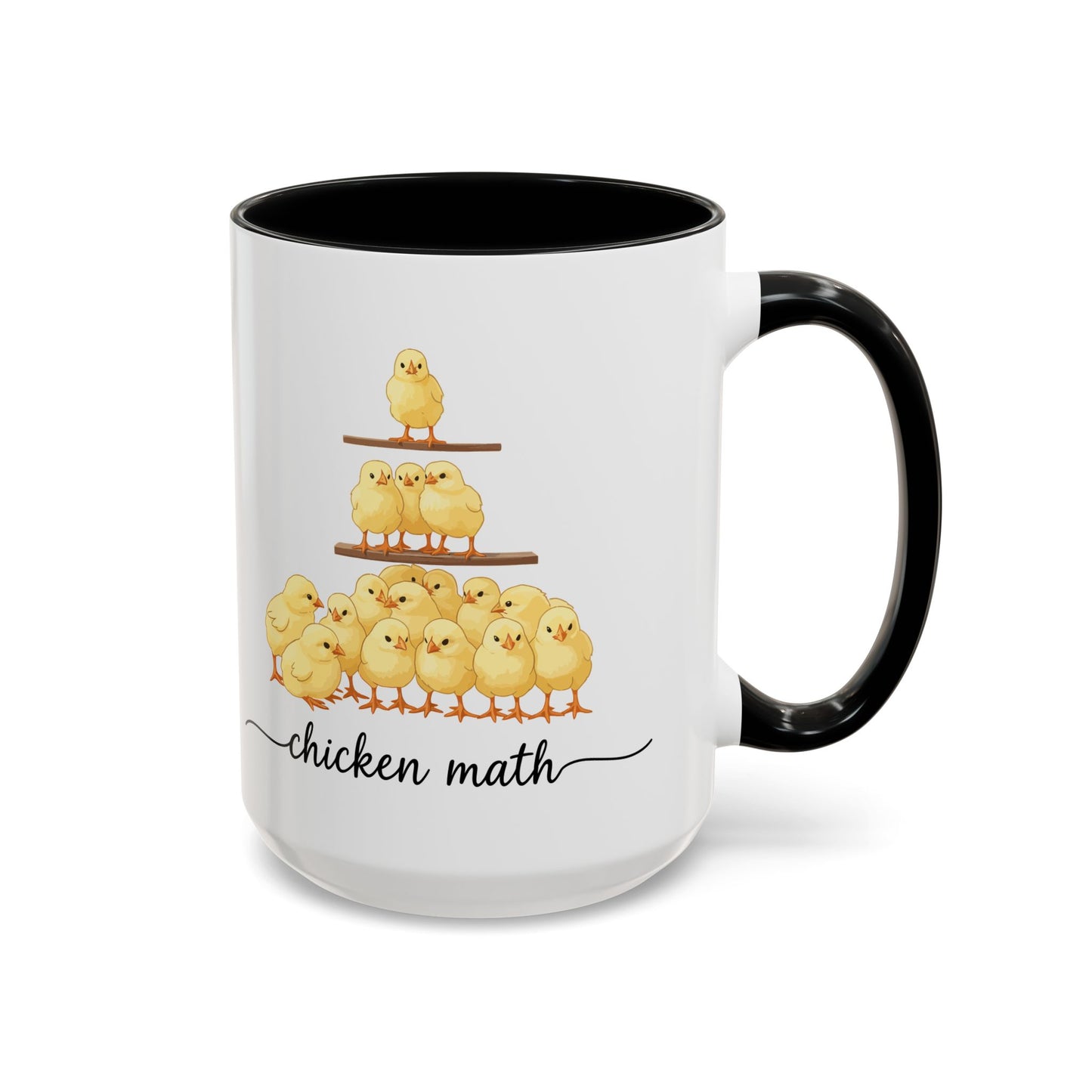 Funny Chicken Lover Coffee Mug — "Chicken Math" Accent Mug (11/15oz)