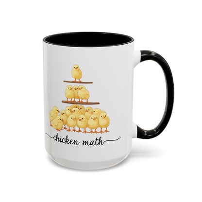 Funny Chicken Lover Coffee Mug — "Chicken Math" Accent Mug (11/15oz)