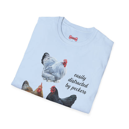 T-Shirt 'Easily Distracted By Peckers' Funny Shirt Chicken Lover Tee
