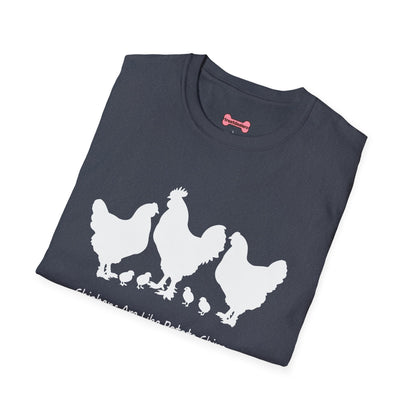 Unisex T-Shirt 'Chickens are like Potato Chips' Funny Shirt Chicken Lover Tee White