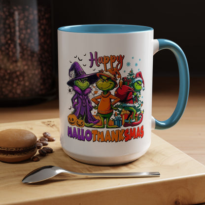 Coffe/Tea Mug: "Happy Hallothanksmas"