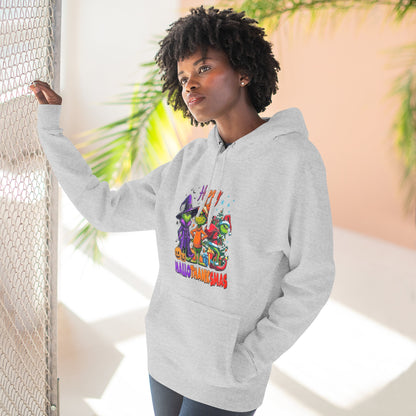 Fleece Hoodie: "Happy HalloThankMas"