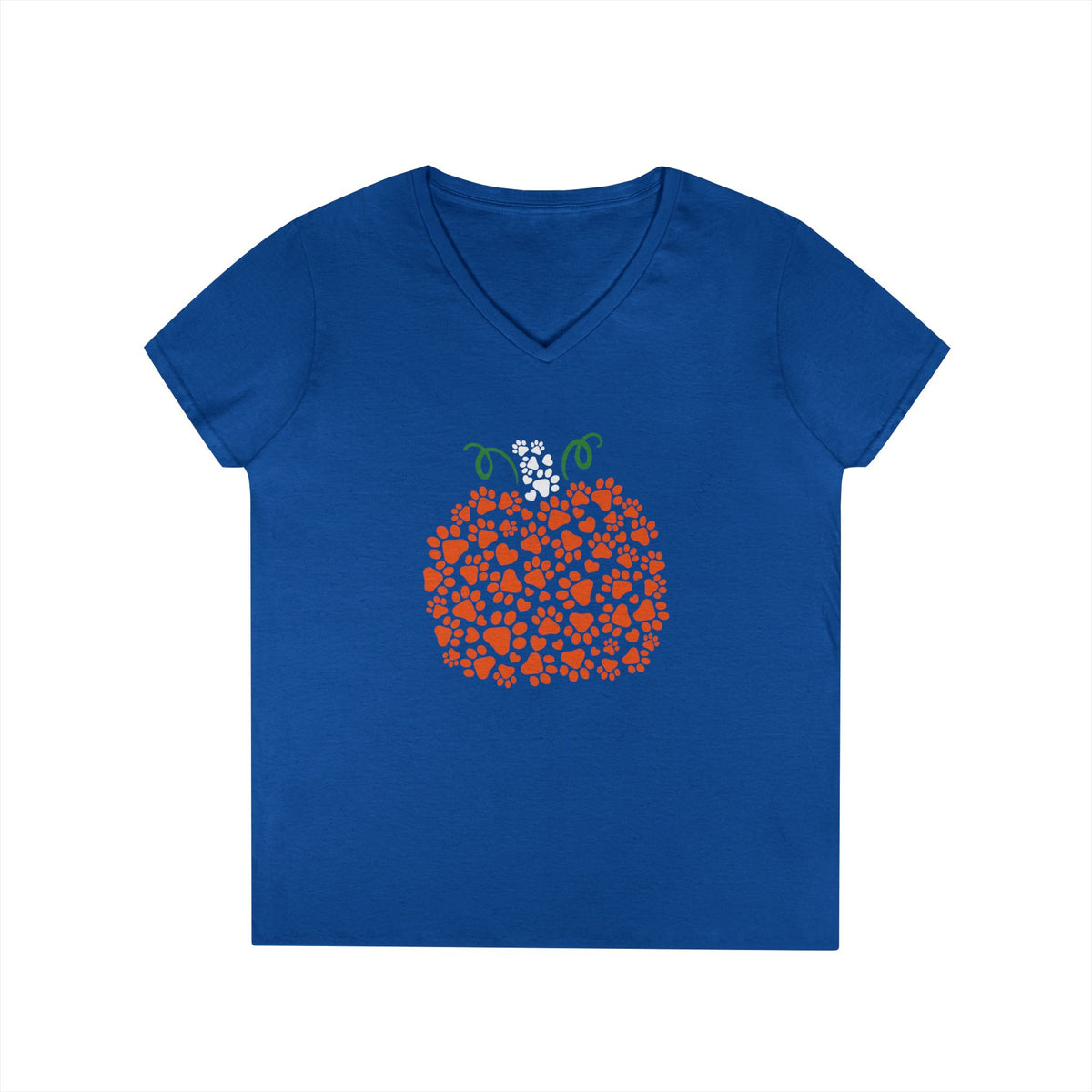 V-Neck T-Shirt 'Pumpkin paws' Fall