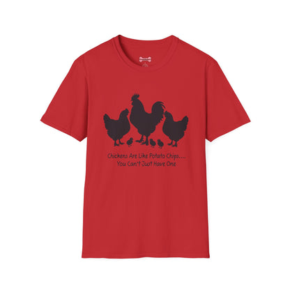 Unisex T-Shirt 'Chickens are like Potato Chips' Funny Shirt Chicken Lover Tee Black