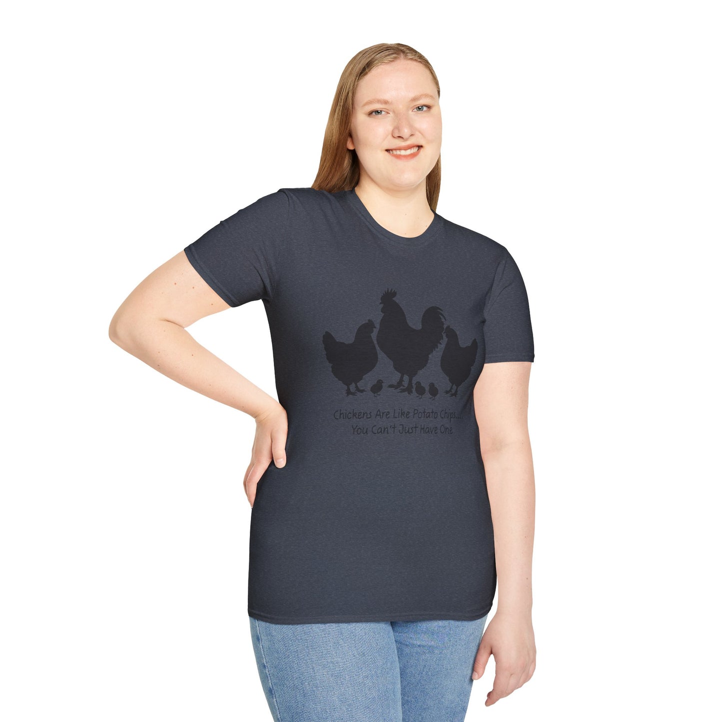 Unisex T-Shirt 'Chickens are like Potato Chips' Funny Shirt Chicken Lover Tee Black