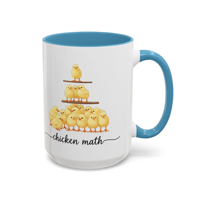 Funny Chicken Lover Coffee Mug — "Chicken Math" Accent Mug (11/15oz)