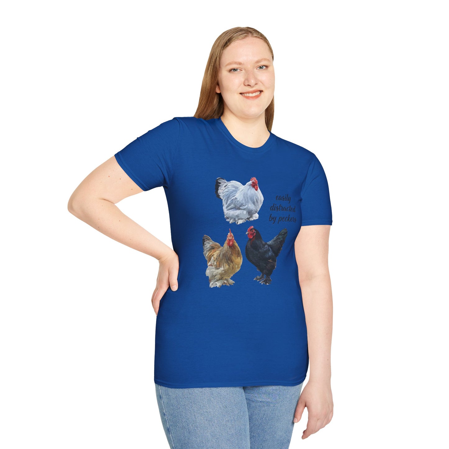 T-Shirt 'Easily Distracted By Peckers' Funny Shirt Chicken Lover Tee