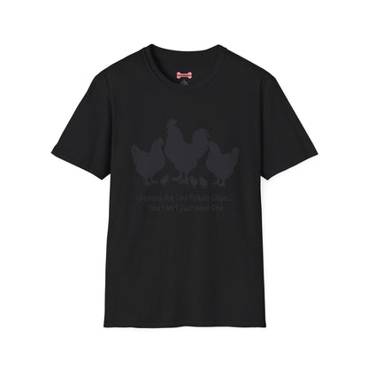Unisex T-Shirt 'Chickens are like Potato Chips' Funny Shirt Chicken Lover Tee Black