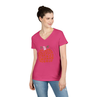 V-Neck T-Shirt 'Pumpkin paws' Fall