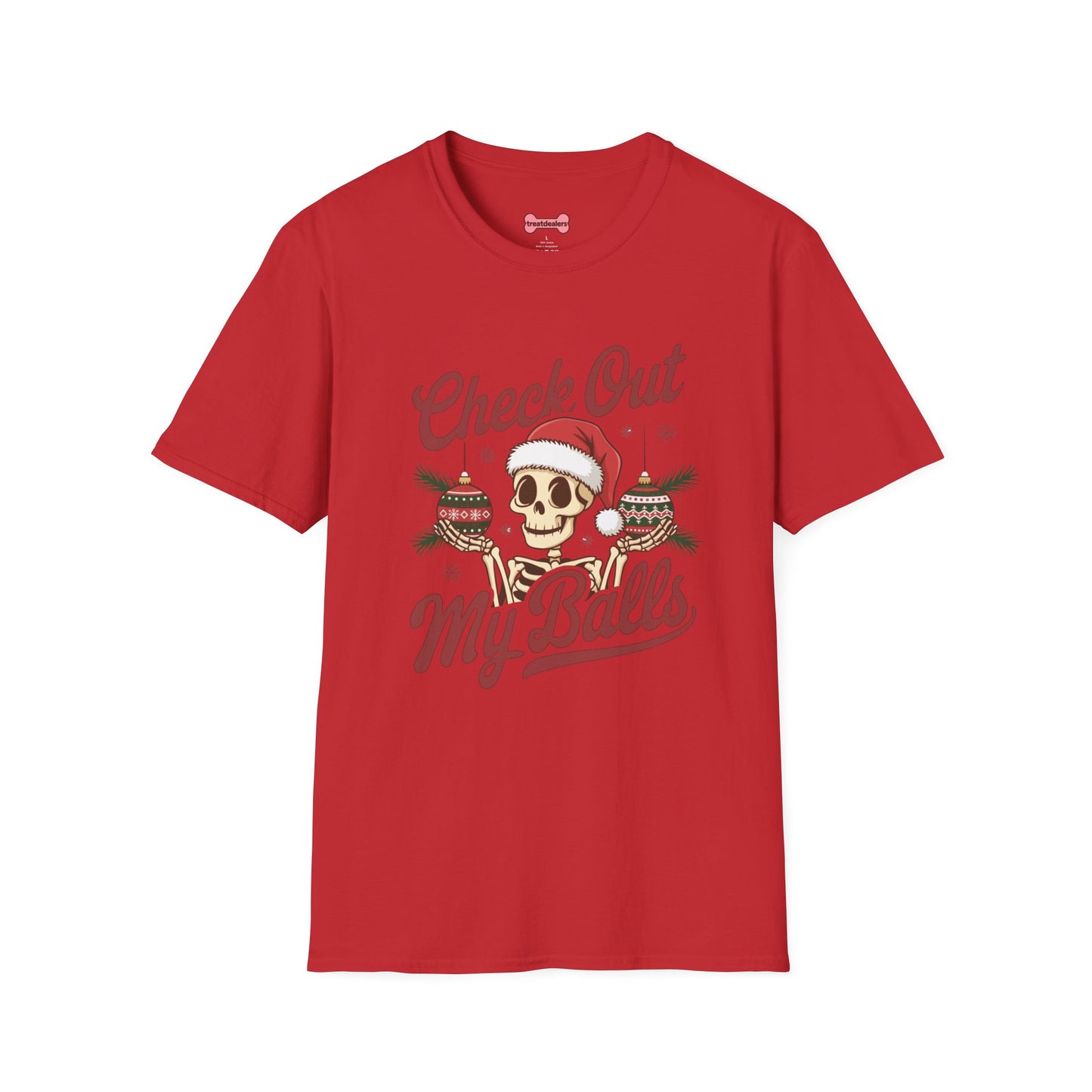 Christmas Unisex T-Shirt 'Check out my balls' Funny Holiday Shirt