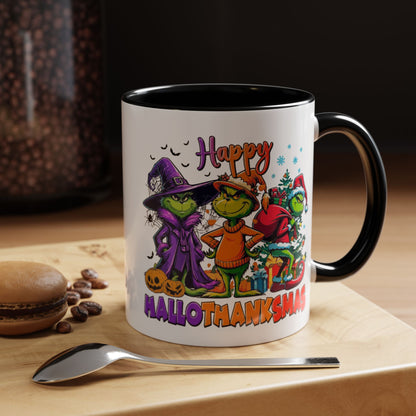 Coffe/Tea Mug: "Happy Hallothanksmas"