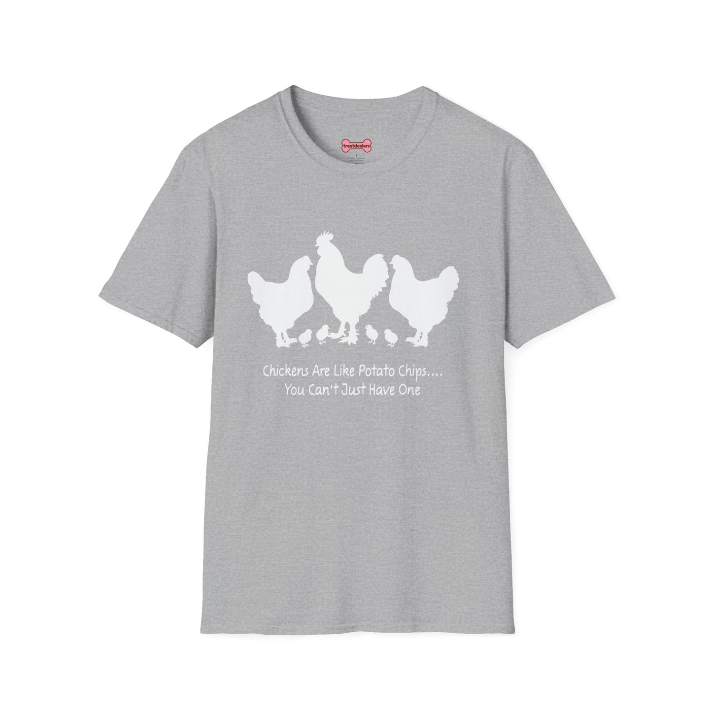 Unisex T-Shirt 'Chickens are like Potato Chips' Funny Shirt Chicken Lover Tee White