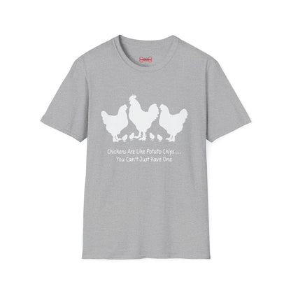 Unisex T-Shirt 'Chickens are like Potato Chips' Funny Shirt Chicken Lover Tee White
