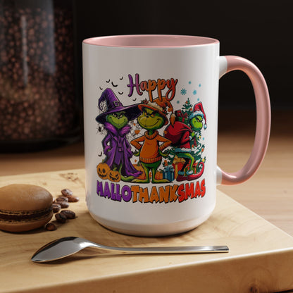Coffe/Tea Mug: "Happy Hallothanksmas"