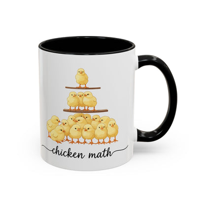 Funny Chicken Lover Coffee Mug — "Chicken Math" Accent Mug (11/15oz)
