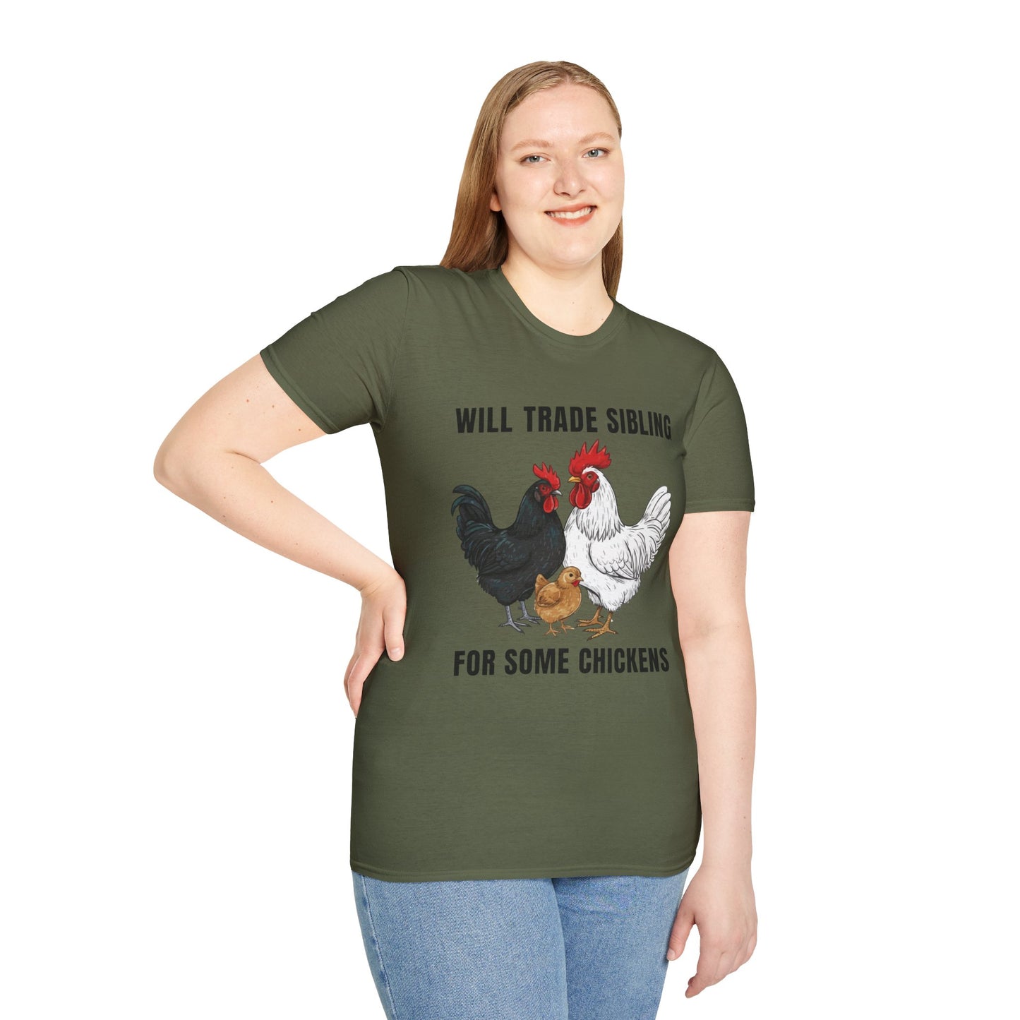 T-Shirt 'Will Trade Sibling For Some Chickens' Funny Shirt Chicken Lover Tee
