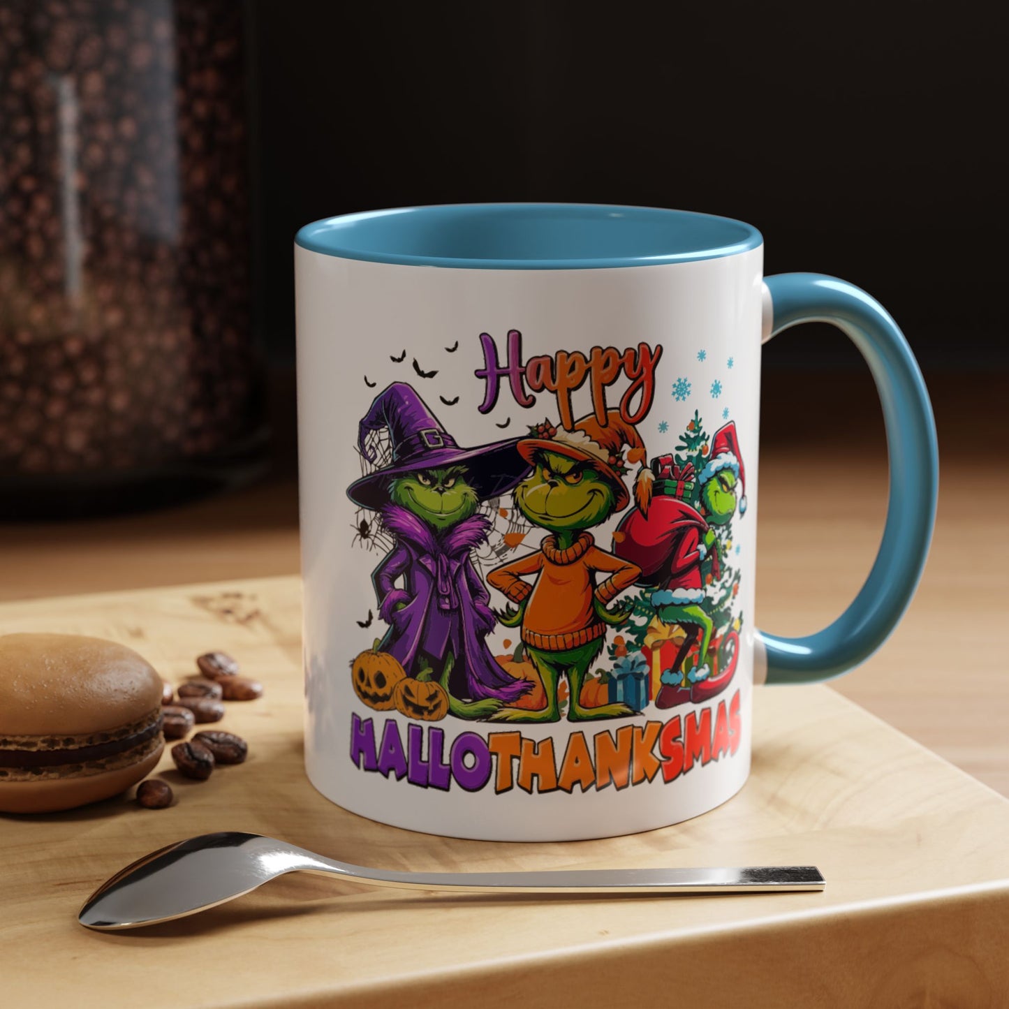Coffe/Tea Mug: "Happy Hallothanksmas"