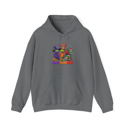 Fleece Hoodie: "Happy HalloThankMas"