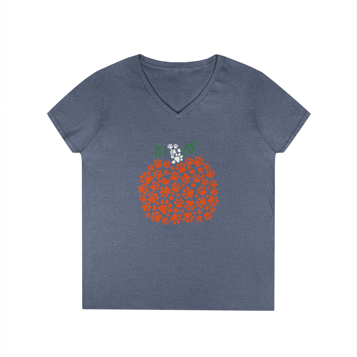 V-Neck T-Shirt 'Pumpkin paws' Fall