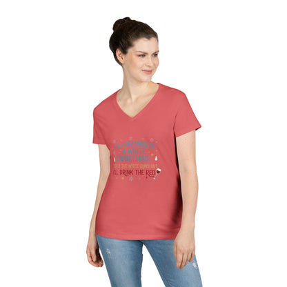 Women's V-Neck T-Shirt 'Dreaming of a White Christmas' Holiday Tee
